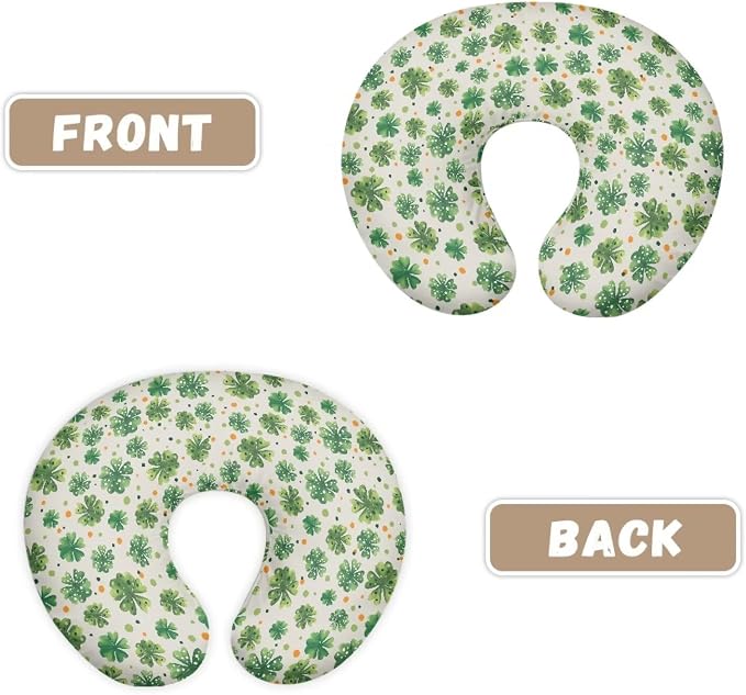 Saint Patrick’s Day Nursing Pillow Cover,Breathable Breastfeeding Pillow Slipcover for Baby Boys Girls,Clover Nursing Pillow Case for Newborn，Soft Fabric Fits Snug On Infant