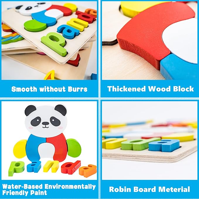 Toddler Puzzles,Wooden Puzzles for Todder 1 2 3 Years Old Boys Girls Eco Friendly Wooden Toys Educational Preschool Gift for Kids(6 Pack)