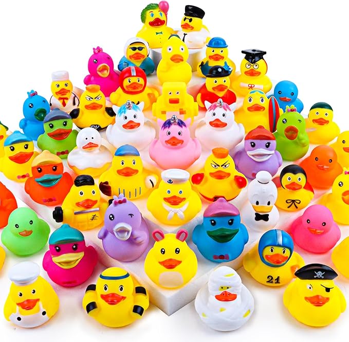 35 PCS Rubber Ducks, Random Assortment Ducks Bulk, 2 Inch Mini Rubber Duckies for Toddler Bath Toys, Kids Bath Pool Toys Birthday Gifts Party Favors