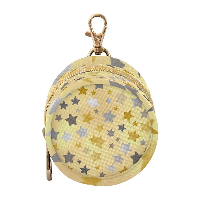 Pacifier Holder with Clip Pacifier Case for Diaper Bag Round Baby Pacifier Pouch Box Bag Portable Cute Silver and Golden Stars