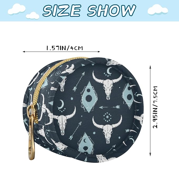 Western Cowboy Skull Blue Print Pacifier Holder Case with Metal Clip Portable Pacifiers Pouch for Travel