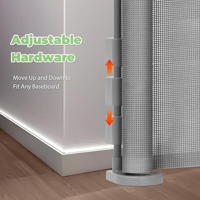 Reinforced 37" Tall x 155" Extra Wide Retractable Baby Gates with Reinforced Rods, 13ft Extra Wide Dog Gate ??Prevents Crawling Under, Retractable Pet Gate Retractable Fence Garage Gates for Dogs/Gray