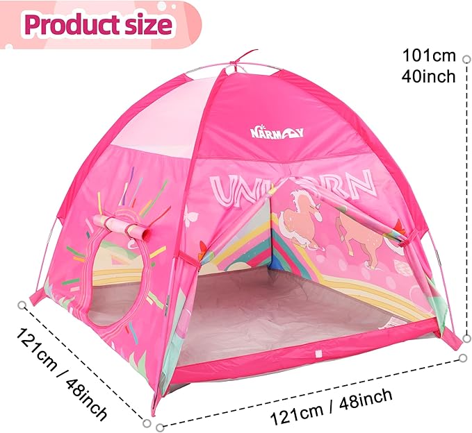 NARMAY® Play Tent Unicorn Dome Tent for Kids Indoor/Outdoor Fun - 48 x 48 x 40 inch