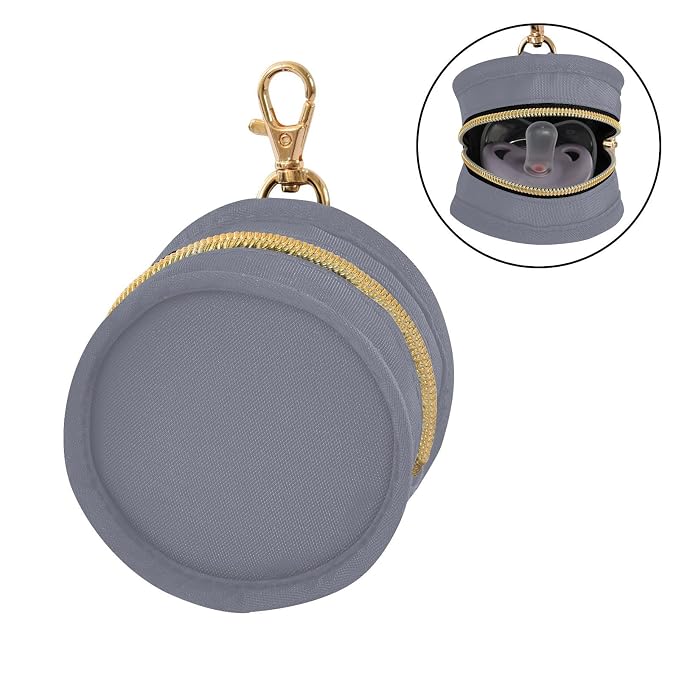 Grey Pacifier Holder Case Newborn Pacifier Storage Pouch for Boys Girls Easy Attach to Diaper Bag Portable Baby Essentials Container