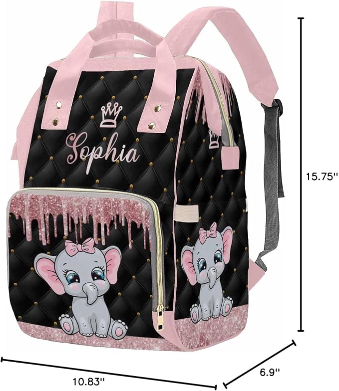 MyPupSocks Diaper Bag Backpack in Pink Personalized with Name Custom Mommy Nursing Baby Bags Multifunction Nappy Daypack with Large Capacity Casual Backpack Holiday Gift for Women