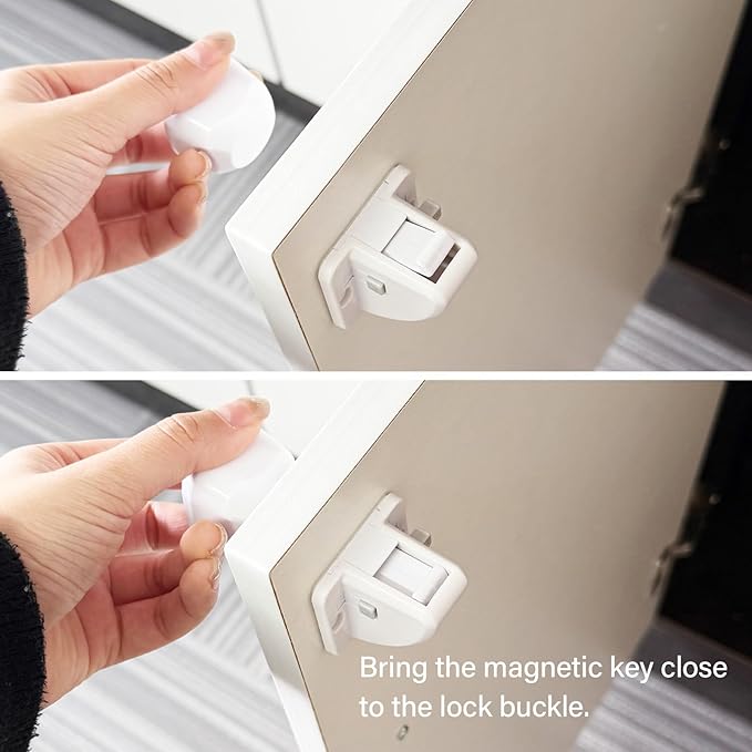 20 Pack Magnetic Cabinet Locks Baby Proofing - Child Safety Cabinet Latch Locks with Adhesive, No Drill or Tools Installation, for Cabinets Drawers Doors