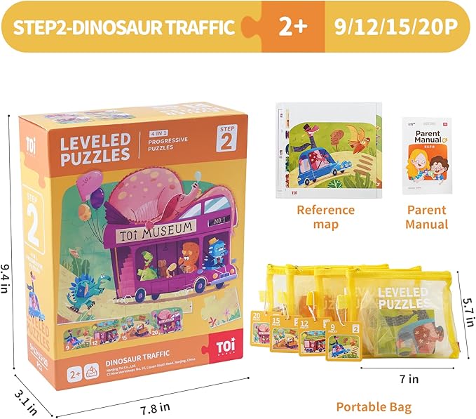 TOI Leveled Puzzles for Kids Aged 2.5 and Up, Toddler Puzzle Preschool Learning Jigsaw Puzzles, Large Pieces Educational Game for Boys Girls, Cognitive Story Step 2
