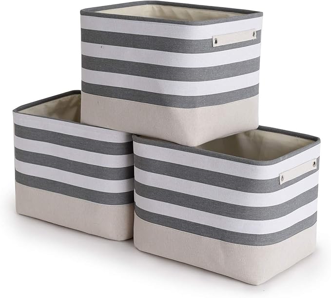 TheWarmHome Extra Large Cube Storage Bins Baskets for Organizing, Sturdy Fabric Storage Basket Cube W/Handles, Decorative Foldable Storage Baskets for Shelves Closet Nursery Toy (3 Pack 16×12×12inch)