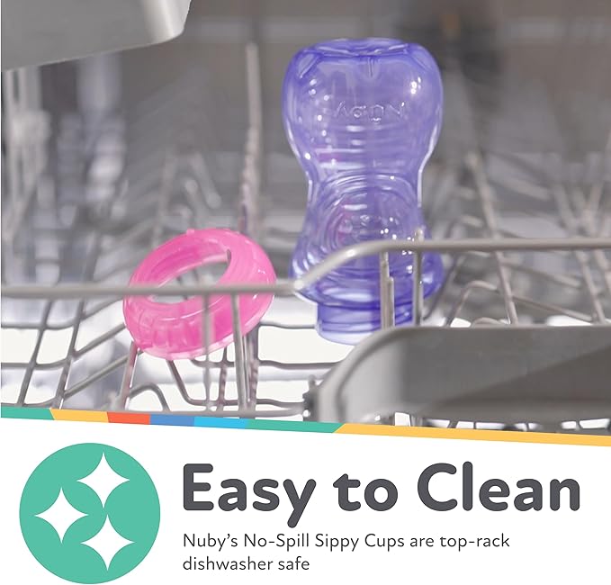 Nuby No-Spill Sippy Cup with Flex Straw for Boys - (3-Pack) 10-Ounce Bottles - Training Sippy Cups for Toddlers 12+ Months