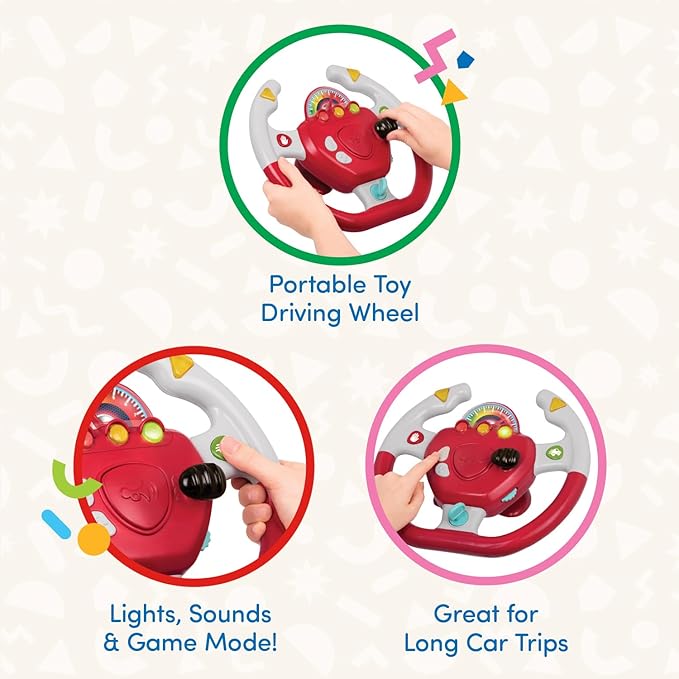 Battat ??Interactive Steering Wheel ??Portable Car Toy ??Kids Games & Songs ??Toddler Road Trip ??2+ Years ??Geared to Steer