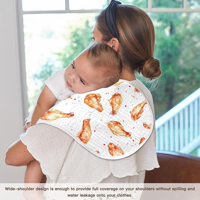 vvfelixl Roast Chicken Wing Burp Cloths for Baby Boy Girls Baby Washcloths Burp Rags 1 Pack