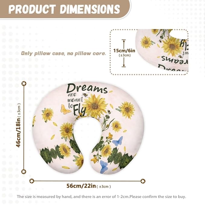 Character Sunflower Breast Feeding Pillow Covers, Ultra Soft Comfortable Slipcovers Stretchy Removable Cover for Breastfeeding Pillows for Baby Girl and Boy