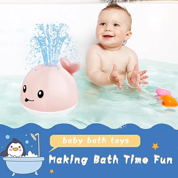 Gigilli Baby Bath Toys, Bath Toys for Kids Ages 1-3, 1 Year Old Girl Gift, Baby Pool Water Toy 6-12-18 Months, Light Up Whale Bath Toy Sprinkler Toddler Birthday Bathtub Fountain Water Toy