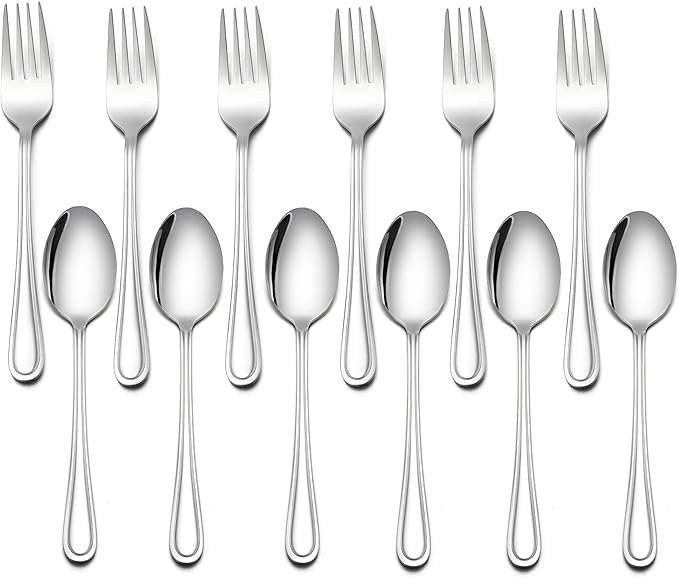LIANYU 12-Piece Toddler Utensils, Stainless Steel Kids Silverware Set, 6 Kids Spoons and 6 Toddler Forks, Children Child Flatware Cutlery Set for Home Preschools, Dishwasher Safe