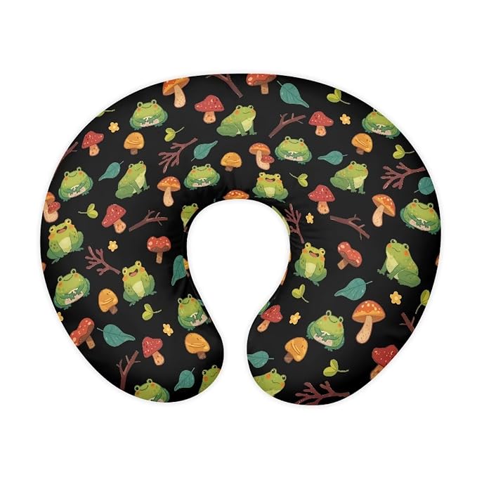 Breastfeeding Pillow Cover with Mushroom and Cute Frog Baby Breastfeeding Slipcover Infant Newborn Nursery Bottle Pillowcase Easy to Use and Dustptoof
