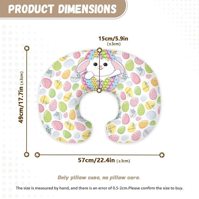 Egg Rabbit is Cute Nursing Pillow Covers Slipcovers for Breastfeeding Moms, Ultra Soft Breathable Feeding Pillow Slipcover for Baby Boy Girl Easter