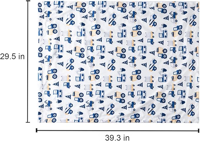 Construction Truck Minky Baby Blanket for Boys, 29.5'' x 39.3'' Soft Plush Receiving Blanket with Double Layer Dotted Backing for Newborn Nursery Crib Shower Gift