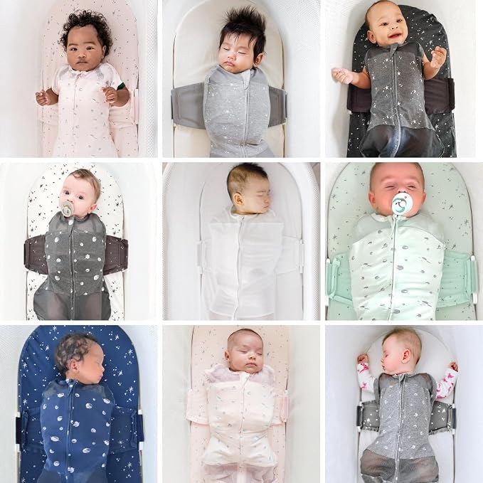 Happiest Baby SNOO Sleep Sack - 100% Organic Cotton Baby Swaddle Blanket - Doctor Designed Promotes Healthy Hip Development (Ivory Planets Black Wings, Medium)