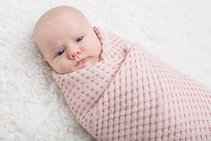 lulujo Soft Cotton Baby Blanket, Waffle Weave