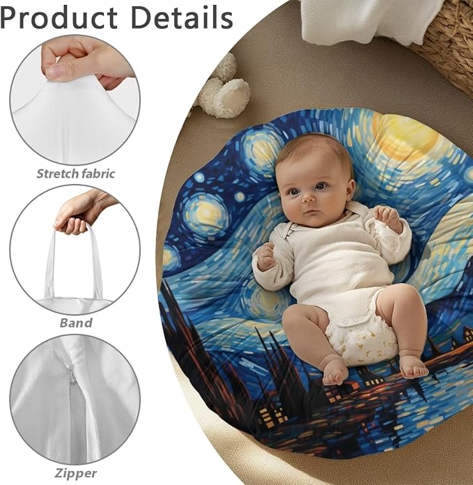 Starry Night Nursing Pillow Cover Neutral Breastfeeding Pillow Cover Fits 22.6in*24in Nursing Pillow for Baby Boy Girl Neutral Baby Nursing Pillow Cover Feeding Pillow Cover