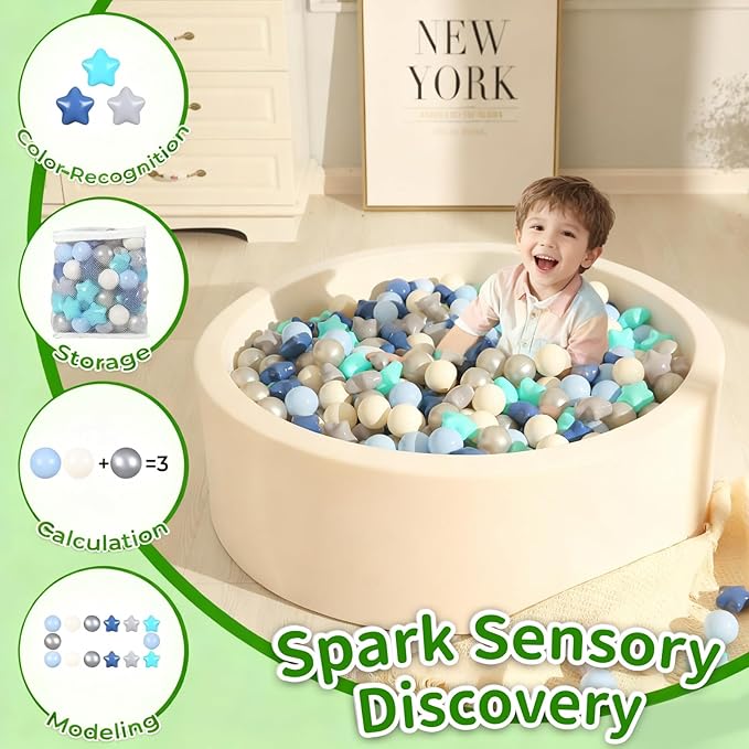 TRENDPLAY Star Ball Pit Balls 50 100 200 500 for Toddlers - Ball Pit Ball Shapes for Boys Girls Fun, Birthday Party, Christmas Decoration