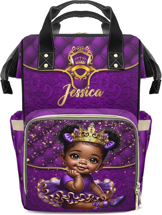 Custom Diaper Bag with Name Personalized Multifunctional Mommy Backpack for Shoulders Outdoor Backpack for Newborn Baby Crown-Thermal Pockets Nursing Bags