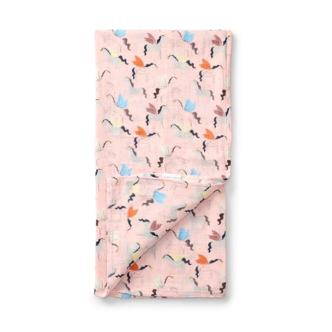 Loulou Lollipop Muslin Swaddle Blanket for Baby Boy & Baby Girl – Soft Breathable Muslin Wrap, 47"x47" Receiving Blanket for Newborn & Toddler - Unicorn Ballet