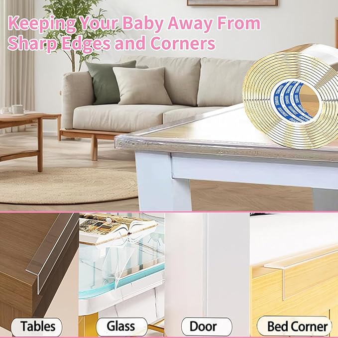 ZOMPAGO Clear Soft Corner Protectors for Furniture Strip,0.8in x13FT,2 RollSharp Edge & Table Bumper,Window Edge,Wall Protector, Soft Corner Guards Safe for Proof,Table Corner Protectors in Family