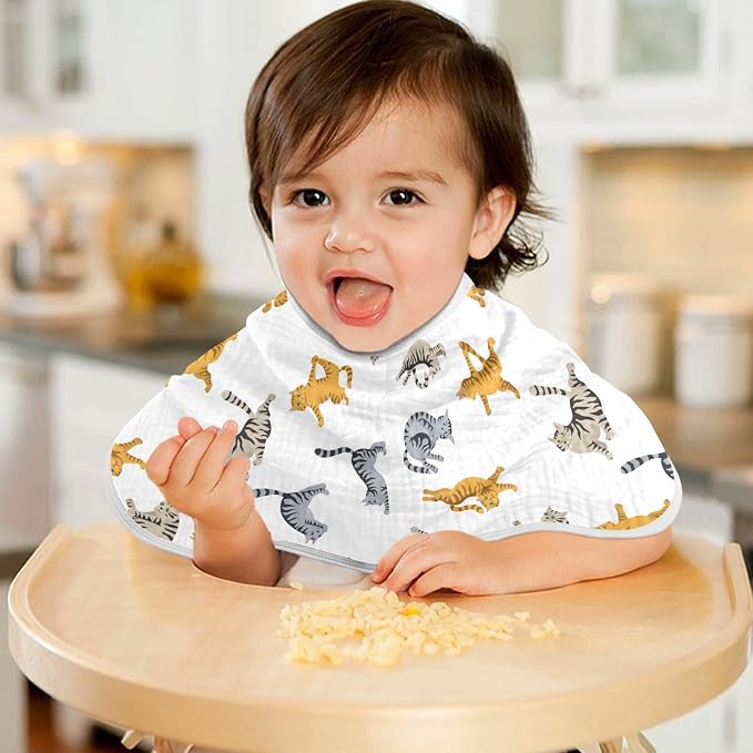 Yoga Tabby Cat Pattern Muslin Burp Cloths for Baby 4 Pack Soft 100% Cotton Baby Washcloths Bibs for Boy Girl
