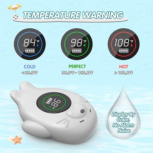 Rechargeable Bath Thermometer Baby Safety, Bath Temp Thermometer for Tub, Floating Shower Temperature Toy for Pregnancy Infant Kids