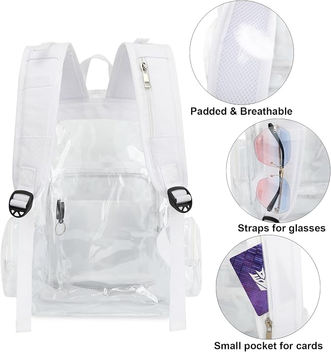 Clear Diaper Bag Backpack for Baby Girls Boys, Mom Nappy Changing Bags for Women (White)