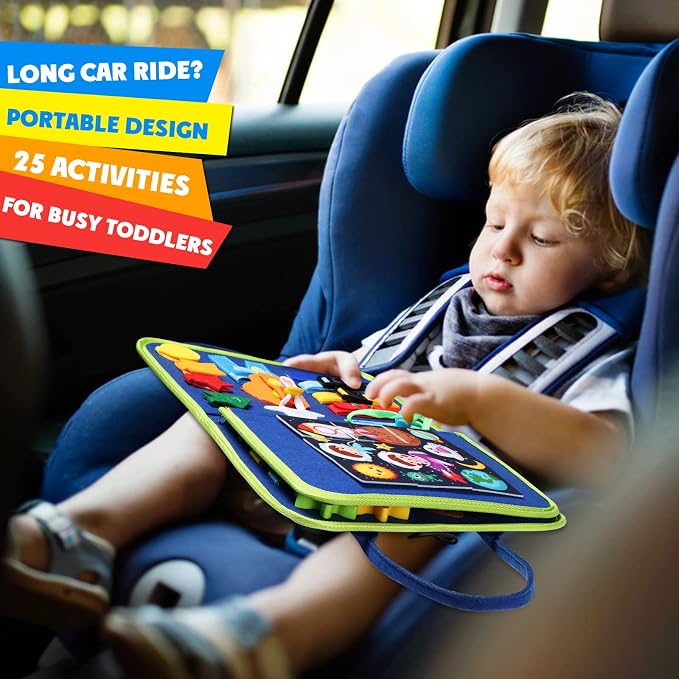 Guolely Busy Board Montessori Toy for 3-6 Year Old Toddlers - Educational Activity Developing Sensory Board for Fine Basic Dress Motor Skills - Travel Toys for Plane Car, Gift for Boys Girls