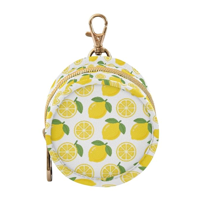 Baby Pacifier Case with Clip, Lemon Pattern Portable Pacifier Holder, TPU Lined Dust-Proof Storage Pouch for Diaper Bag and Stroller