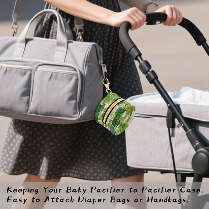 Pacifier Holder with Clip Pacifier Case for Diaper Bag Round Baby Pacifier Pouch Box Bag Portable Green Clovers St. Patrick's Day