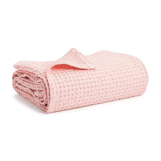 Simka Rose Waffle Baby Blanket Cotton Soft Breathable Swaddle Blanket for Nursery, Stroller & Crib Blanket -Receiving Blankets for Boys & Girls Gender Neutral Toddler Blanket