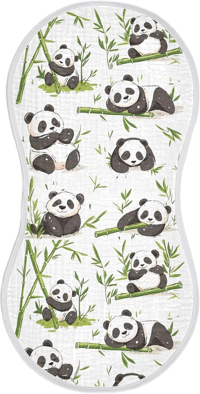 vvfelixl Baby Burp Cloths Pandas Bamboo Baby Newborn Cotton Burping Cloths Set Babys Washcloths 4 Pack