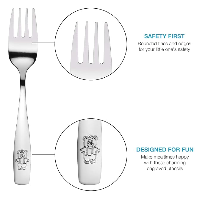 9 Piece Stainless Steel Kids Cutlery, Child and Toddler Safe Flatware, Kids Silverware, Kids Utensil Set Includes 3 Knives, 3 Forks, 3 Spoons, Total of 3 Place Settings, Ideal for Home and Preschools