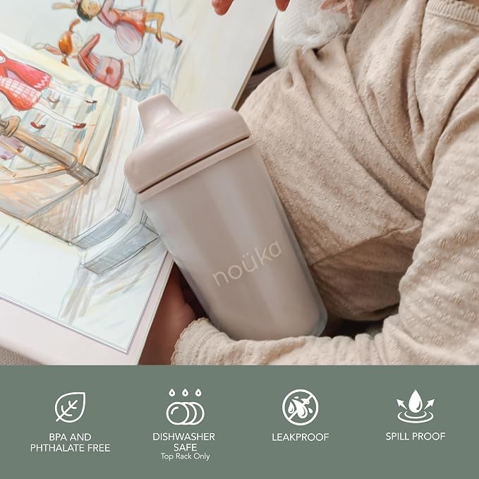 noüka Insulated and Non-Spill Sippy Cup | Leak Proof and Easy Grip | Keeps Drinks Hot or Cold | Sunrise