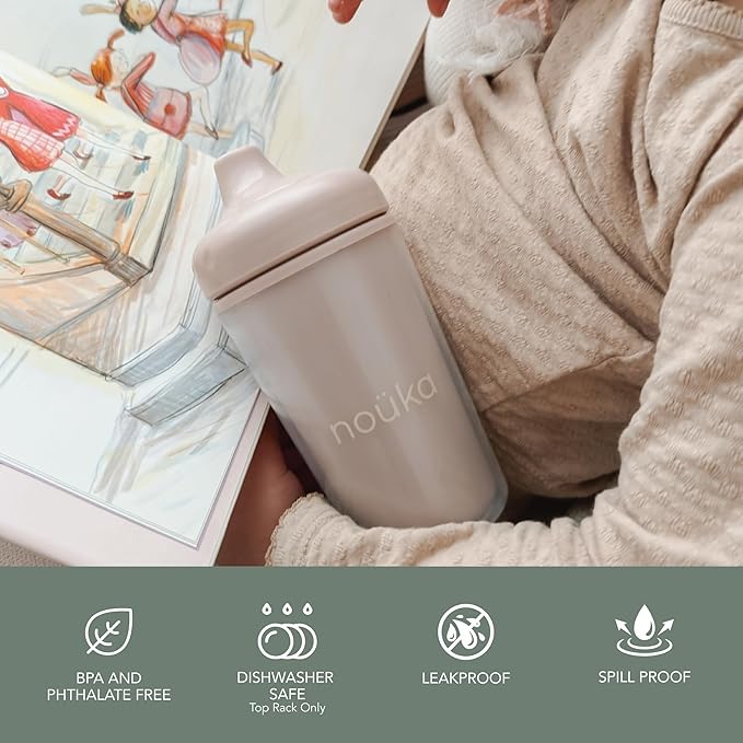 nouka Insulated Non-Spill Sippy Cup | Leak Proof and Easy Grip | Keeps Drinks Hot or Cold | Fern