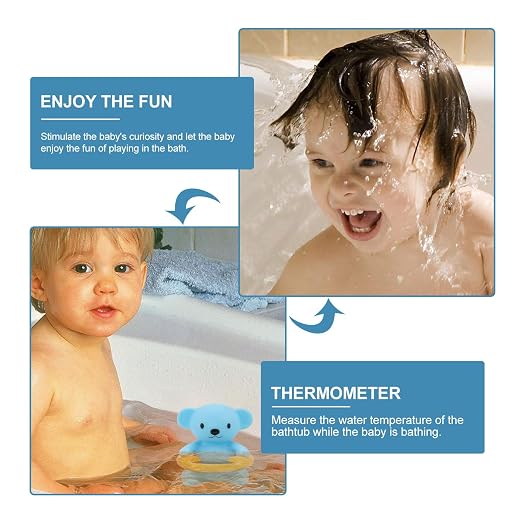 Bath Thermometer Bear Shaped, Blue Water Temperature Tester for Newborns and Infants, Safety Bathing Accessory for Bathtubs
