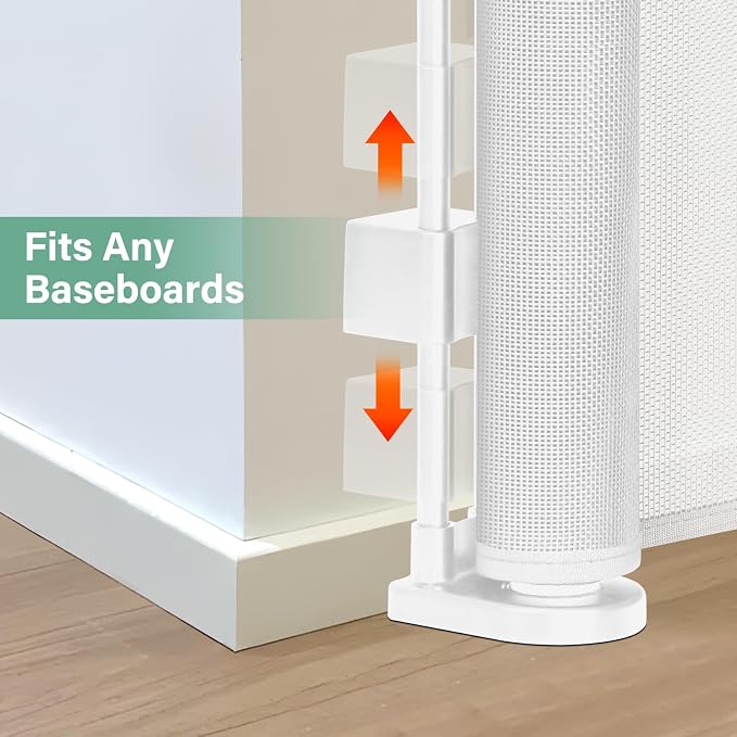 Reinforced 26 Inch Tall Retractable Baby Gates to Step Over 55" Wide Small Outdoor Retractable Child Gates for Doorways Short Retractable Dog Gates for Baby Indoor Retractable Stairs Gate for Kids