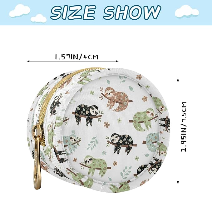 Cartoon Sloths Flowers White Print Pacifier Holder Case for Diaper Bag Portable Travel Pacifier Storage Case with Clip Newborn Baby Pouch for Outdoor Purse Baby Boys Girls