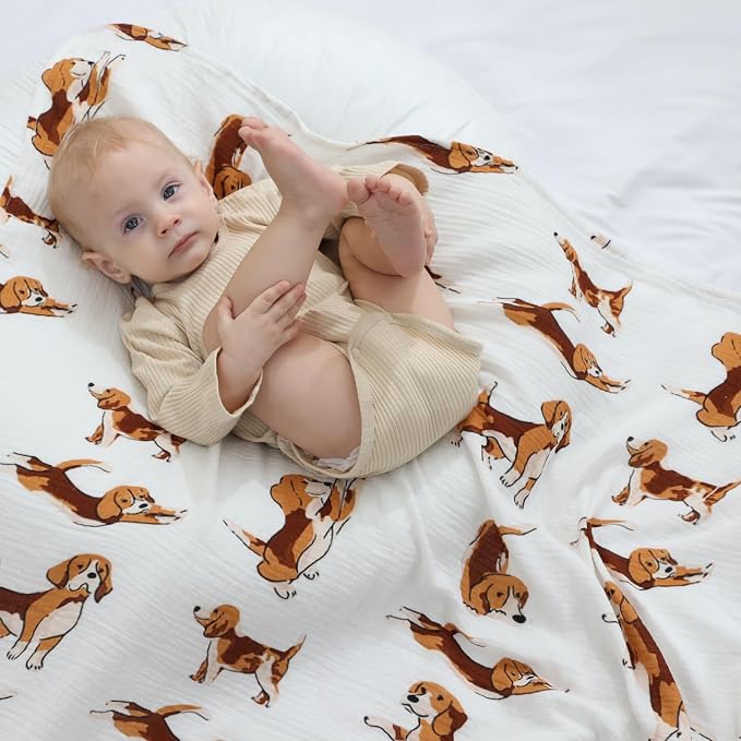 insular Muslin Swaddle Blankets for Boys Girls, 2 Pack Receiving Baby Blanket Large 47 x 47 inches, Soft Breathable Swaddling Wrap for Unisex Newborn, Party Dogs&Labrador