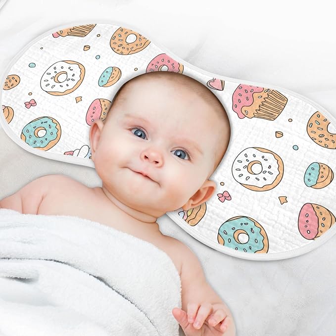 vvfelixl Muslin Burp Cloths Cute Pastries Doughnuts Baby Washcloths for Baby Girl Boys 2 Pack