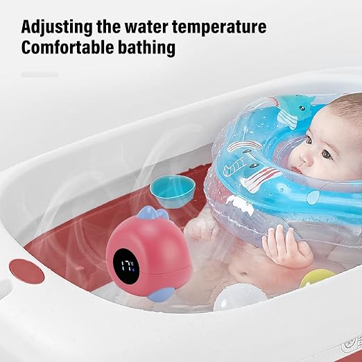 RiToEasysports Baby Bath Thermometer, Real Time Digital Dinosaur Water Temperature Thermometer for Newborn Bath (Red)