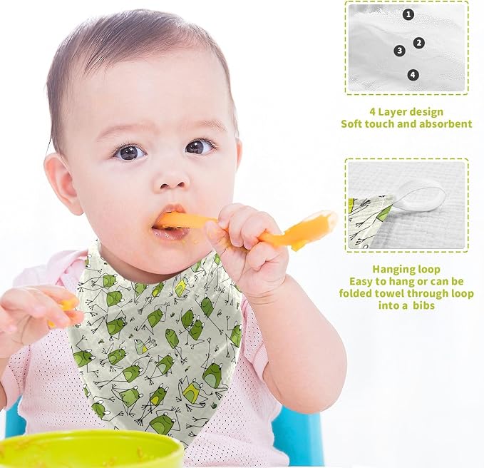 vvfelixl Baby Cotton Washcloths Funny Frogs Infants Bath Towel for Unisex Face Towels for Newborn, Natural Baby Wipes Delicate Skin, 11.8 X 11.8 inch, one sizex5