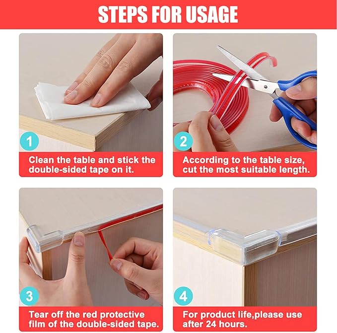 Edge Corner Protector Baby Proofing 20ft (6M) with 4 Corners, Clear Soft Corner Protectors Baby Proof, Furniture Corner Guard & Edge Safety, Edge Protector for Table and Fireplace(20ft L*1.56inch W)