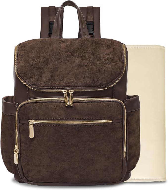 miss fong Diaper Bag Backpack - Large Diaper Bag Backpack Baby Backpack with 14 Pockets, Pañaleras Para Bebe with Waterproof Wet Pocket Luggage Sleeve for Mom Dad-Dark Coffee