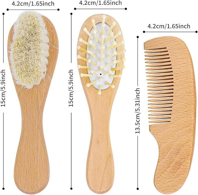 Personalized Baby Brush Set, Custom Wooden Baby Brushes For Newborns And Infants, Soft Bristles, Toddler Hair Care Kit, Cradle Cap Brush, Baby Shower Keepsake Gift For Girls And Boys