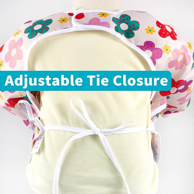 3 Pcs Long Sleeved Bib Set|Baby Waterproof Bibs with Pocket Bundle|Toddler Bib with Sleeves|Stain Resistance Smock 6-24 Month